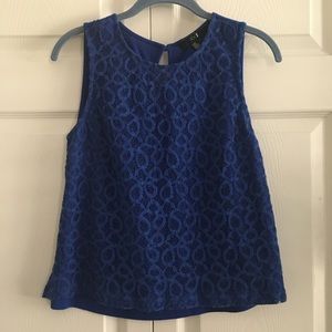 Blue lace overlay top